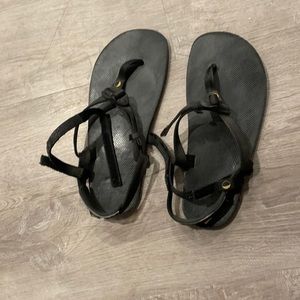 Performance black lunas sandals